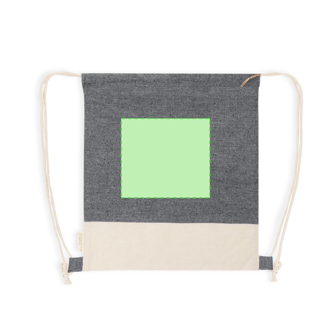Mochila de cuerdas de algodón reciclado 100% 120 g/m² con cuerdas y argollas de tela y base natural