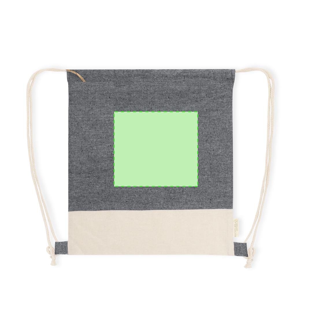 Mochila de cuerdas de algodón reciclado 100% 120 g/m² con cuerdas y argollas de tela y base natural