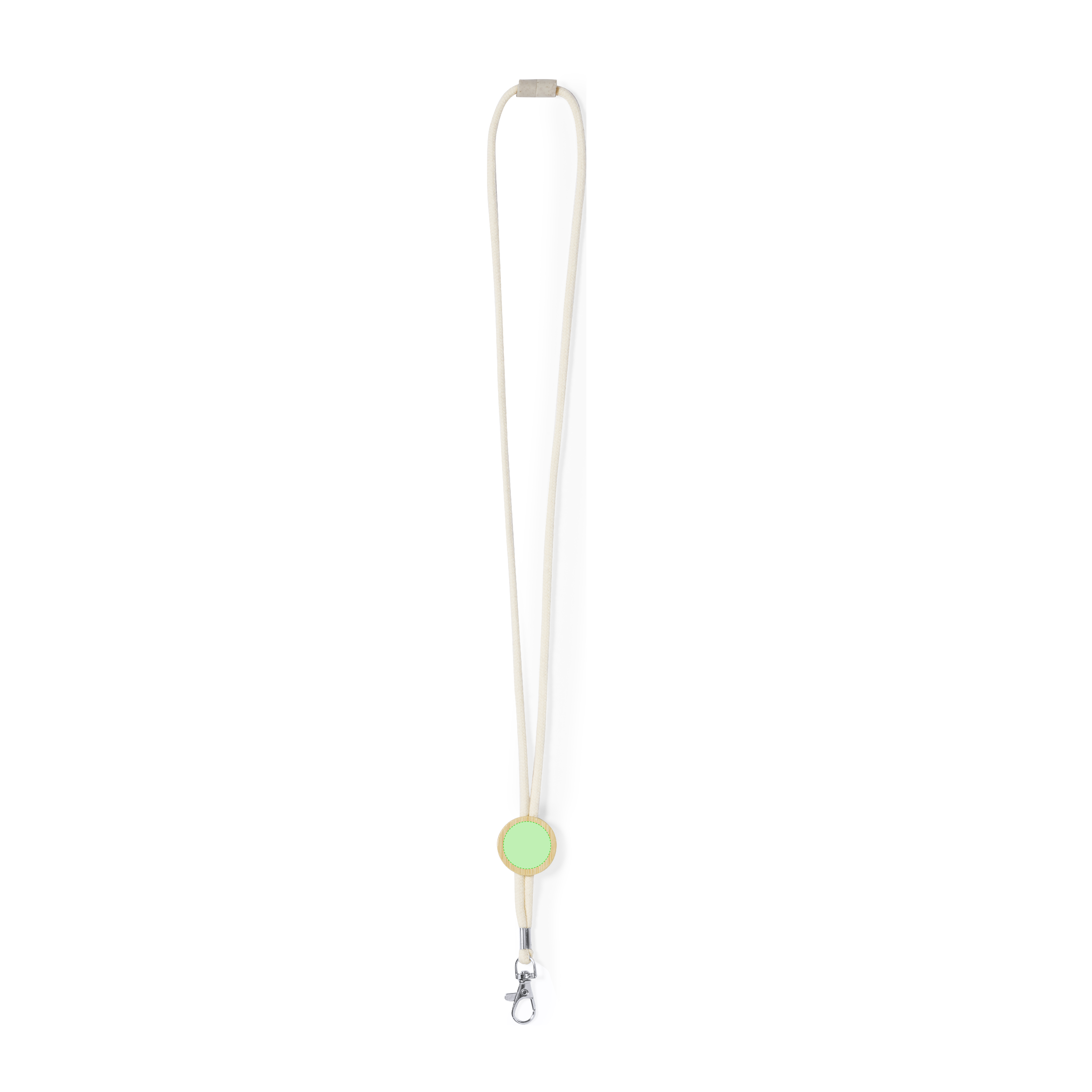 Lanyard de algodón 100% y bambú con pastilla circular de bambú para personalización