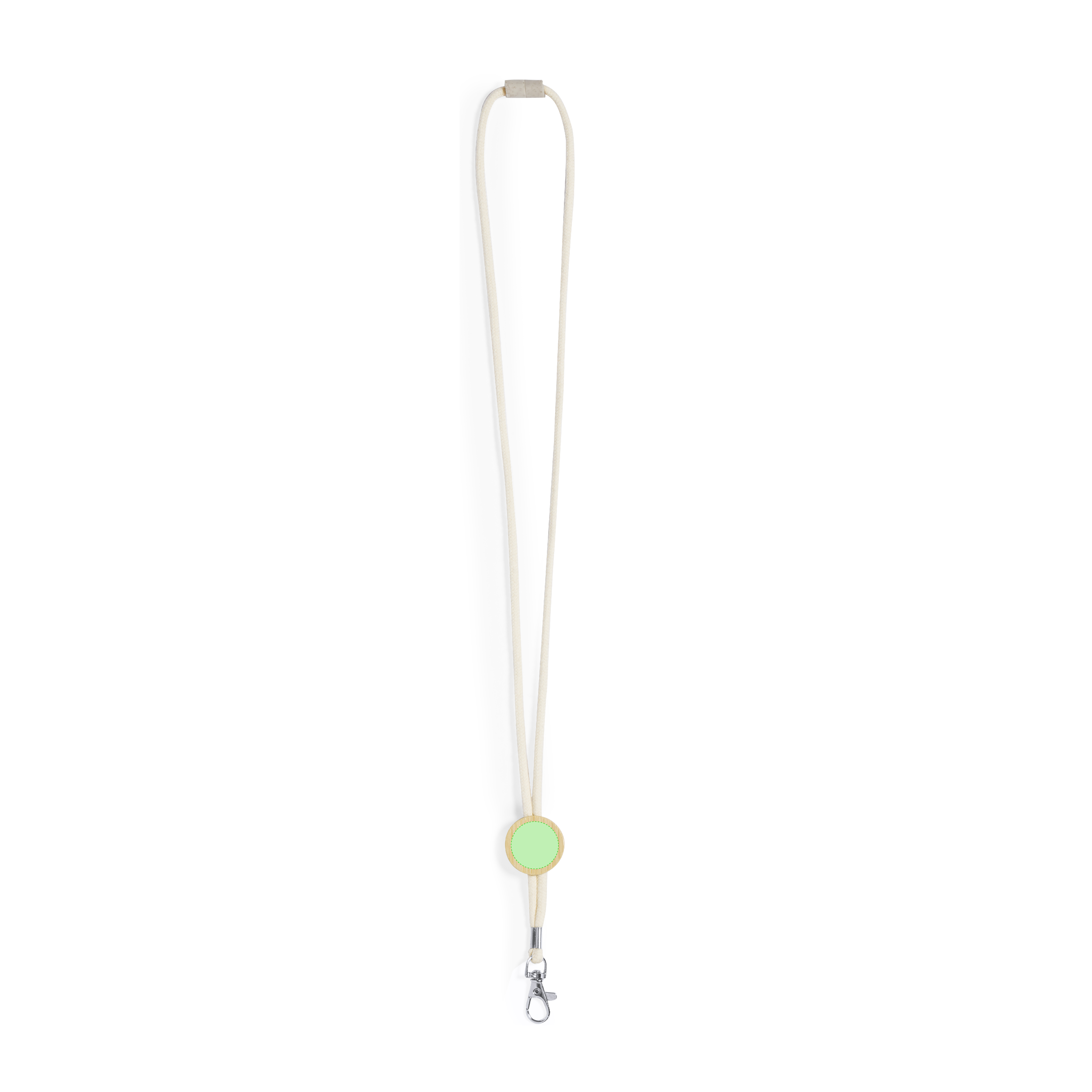 Lanyard de algodón 100% y bambú con pastilla circular de bambú para personalización