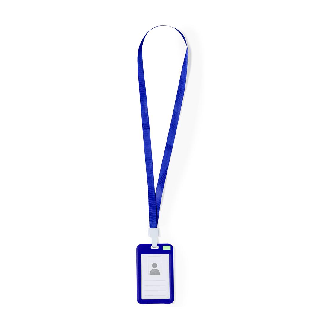 Identificador lanyard de poliéster suave con portatarjetas PVC y mosquetón plástico en variados colores