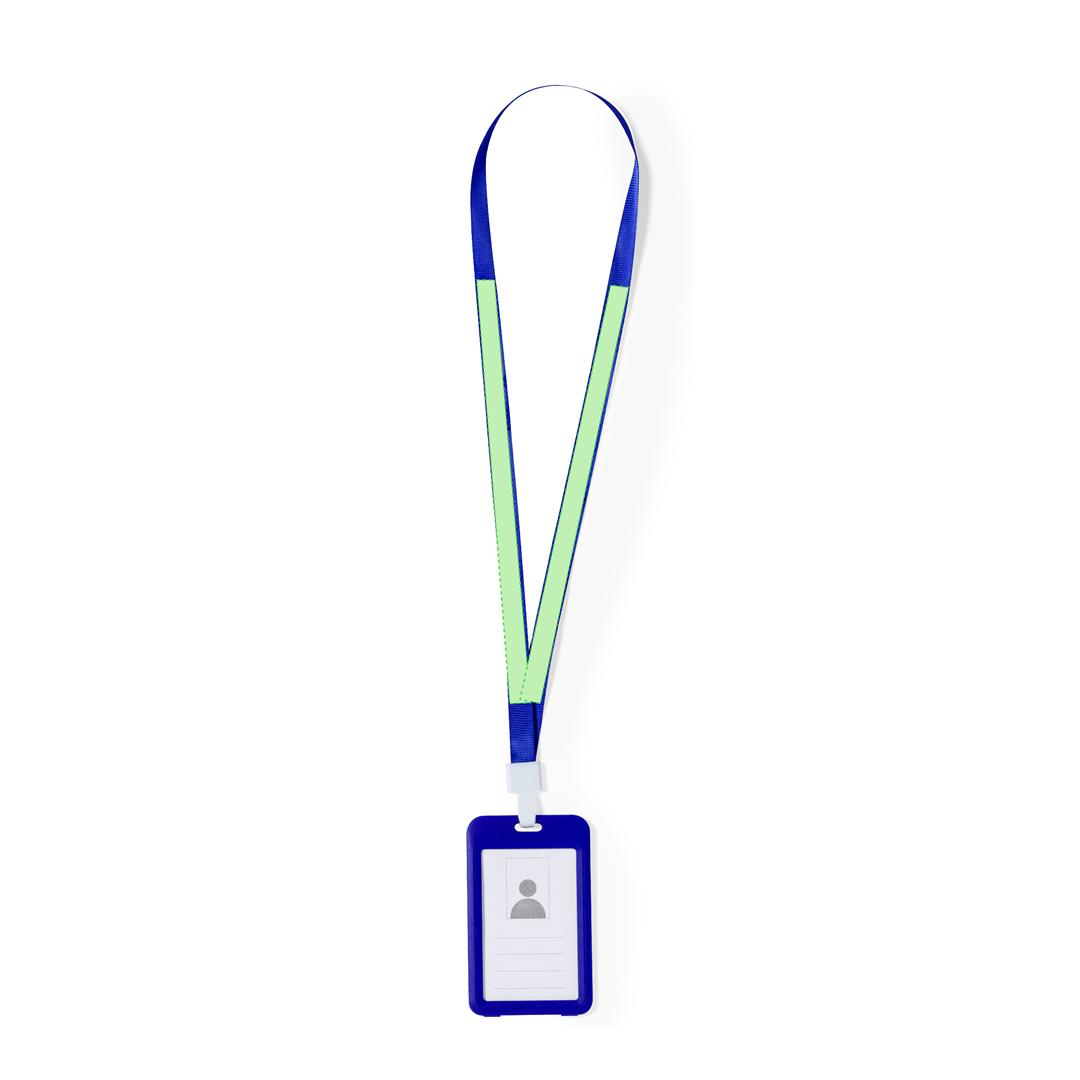 Identificador lanyard de poliéster suave con portatarjetas PVC y mosquetón plástico en variados colores