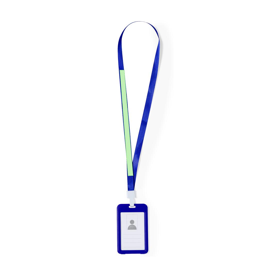Identificador lanyard de poliéster suave con portatarjetas PVC y mosquetón plástico en variados colores