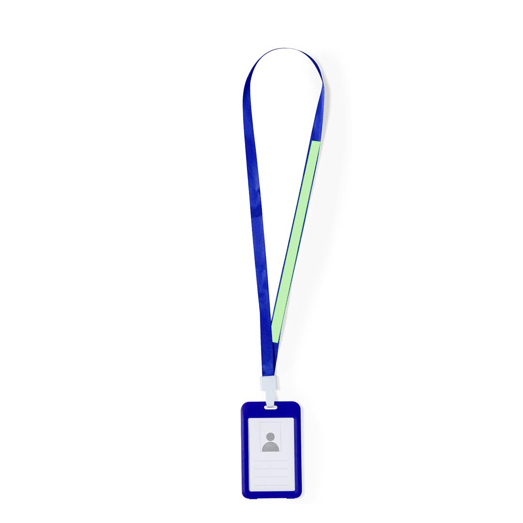 Identificador lanyard de poliéster suave con portatarjetas PVC y mosquetón plástico en variados colores