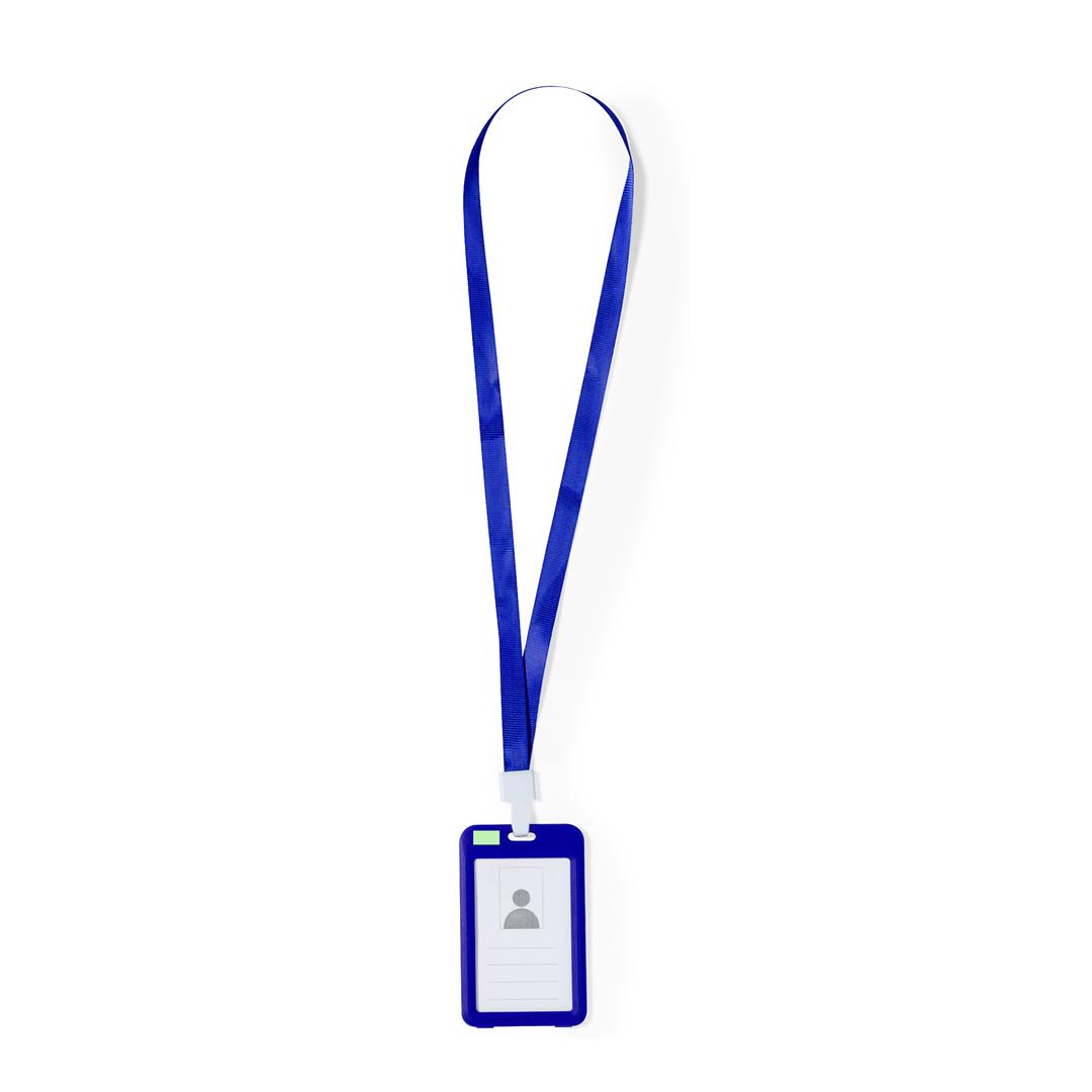 Identificador lanyard de poliéster suave con portatarjetas PVC y mosquetón plástico en variados colores