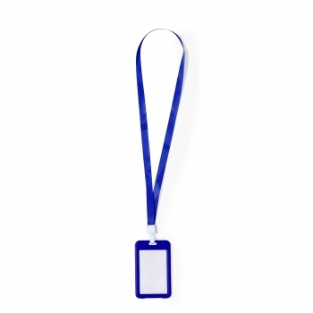 Identificador lanyard de poliéster suave con portatarjetas PVC y mosquetón plástico en variados colores