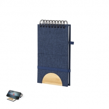 Libreta atril de poliéster 300D RPET y bambú con 80 hojas