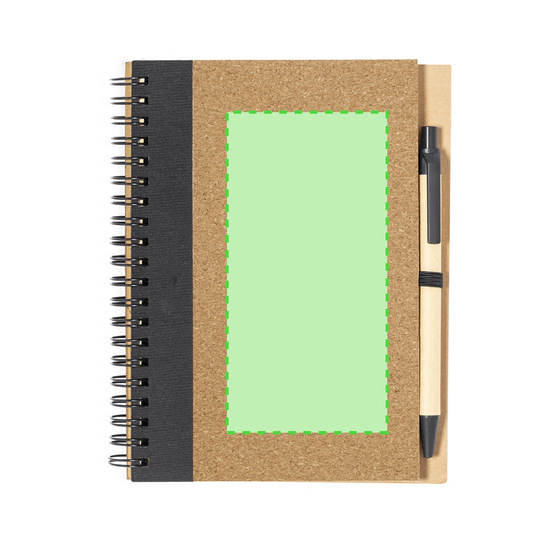 Libreta flexible de corcho natural con 80 hojas y bolígrafo ecológico