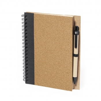 Libreta flexible de corcho natural con 80 hojas y bolígrafo ecológico