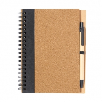 Libreta flexible de corcho natural con 80 hojas y bolígrafo ecológico