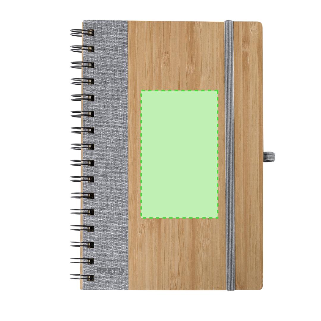 Libreta híbrida de bambú natural y RPET textil con 80 hojas