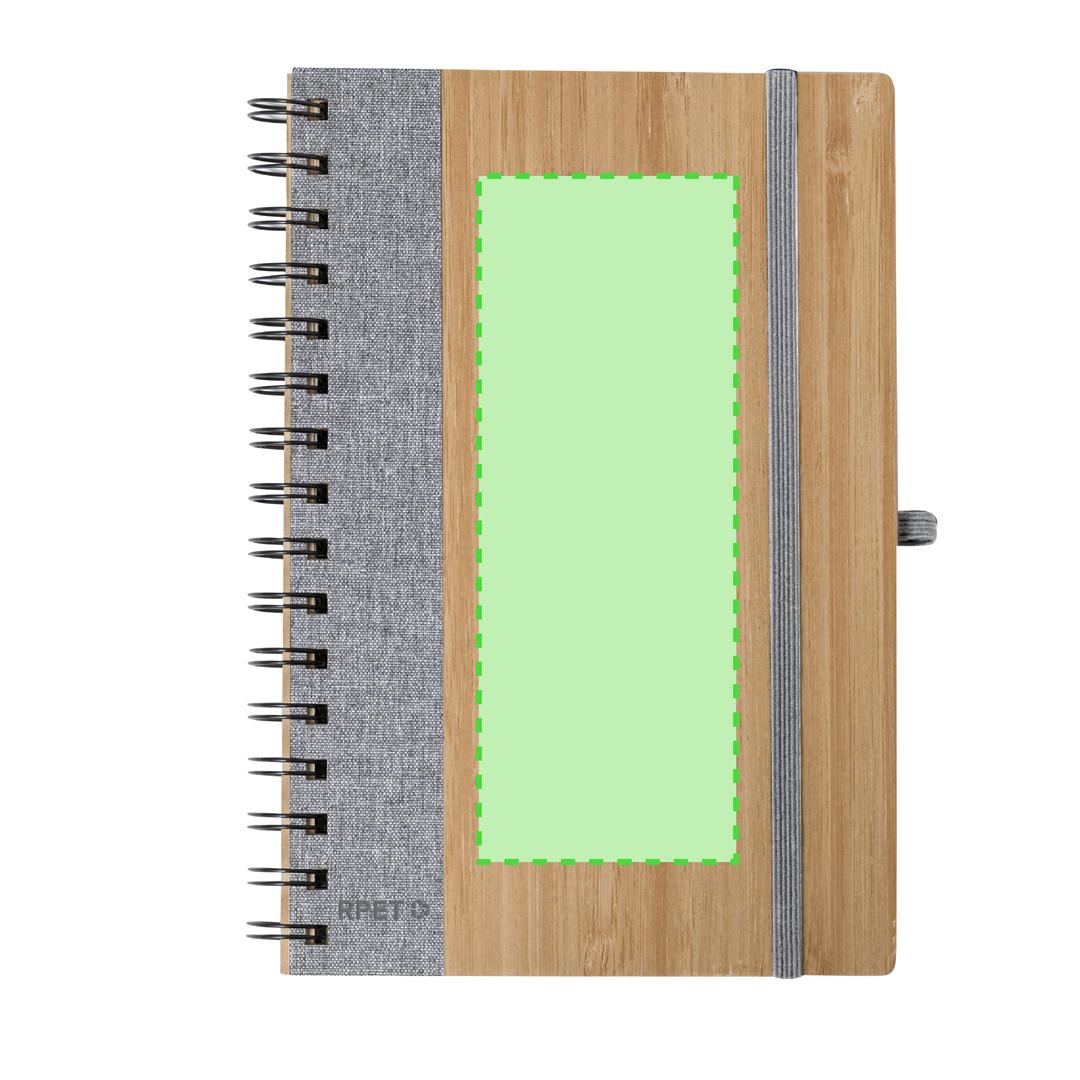 Libreta híbrida de bambú natural y RPET textil con 80 hojas