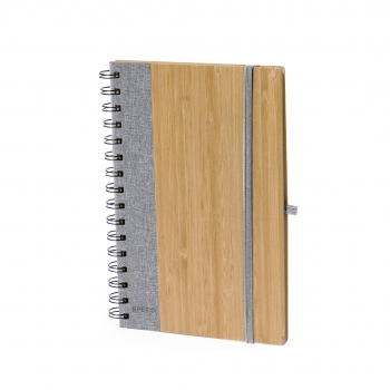 Libreta híbrida de bambú natural y RPET textil con 80 hojas