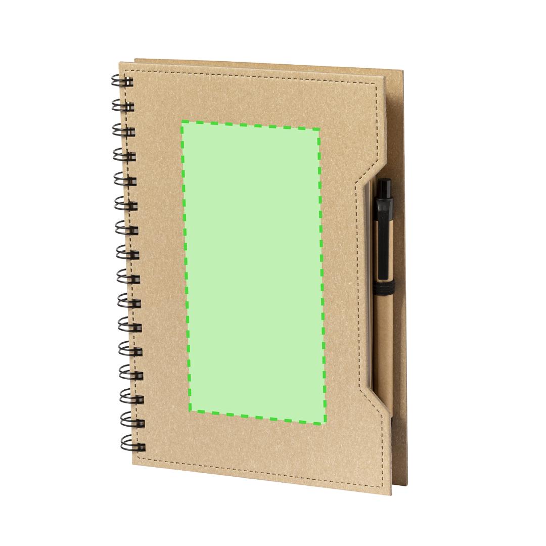 Libreta organizadora de cartón reciclado con 80 hojas, 25 notas y 100 mini marcadores