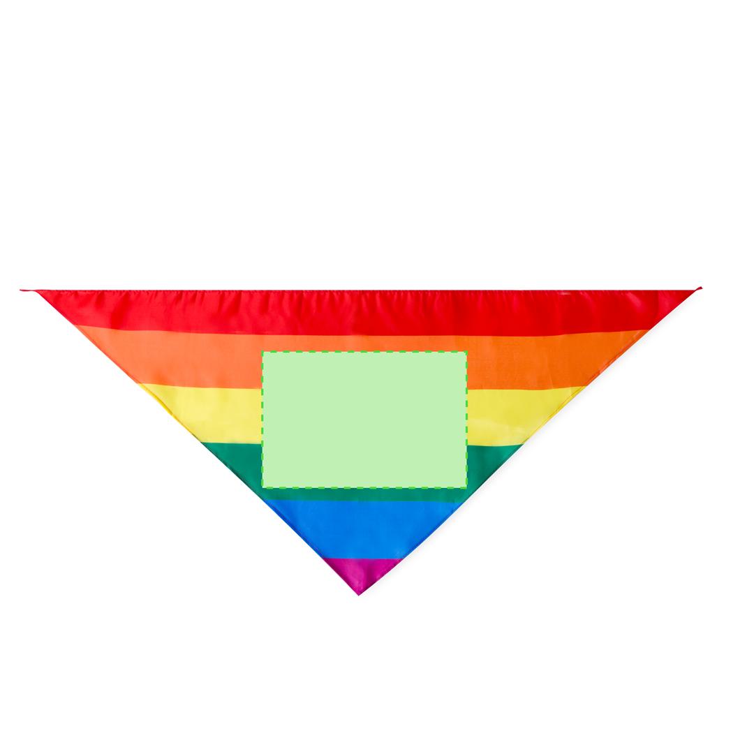 Pañoleta Rainbow de poliéster multicolor con pespuntes de refuerzo 100×70 cm