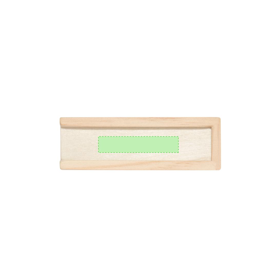 Juego de 5 dados de madera natural en estuche con tapa deslizante