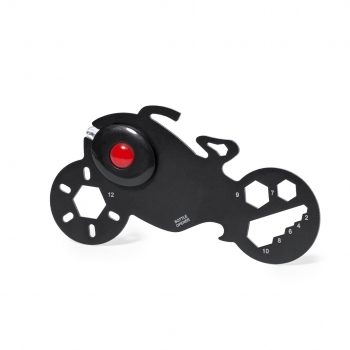 Multiherramienta de acero inoxidable diseño motocicleta 11 funciones y linterna LED