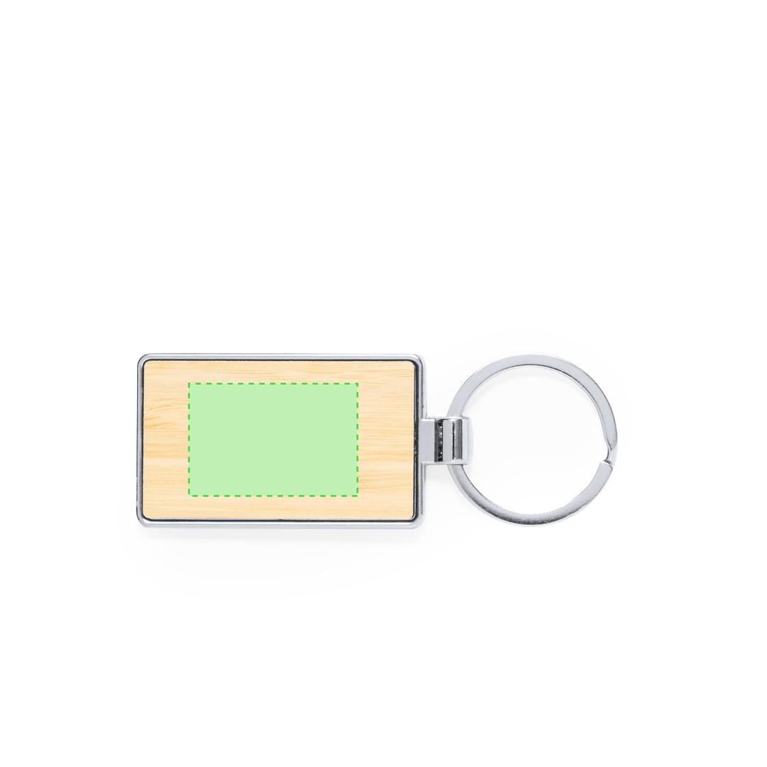 Llavero de bambú y metal cromado para grabado láser en rectangular o redondo