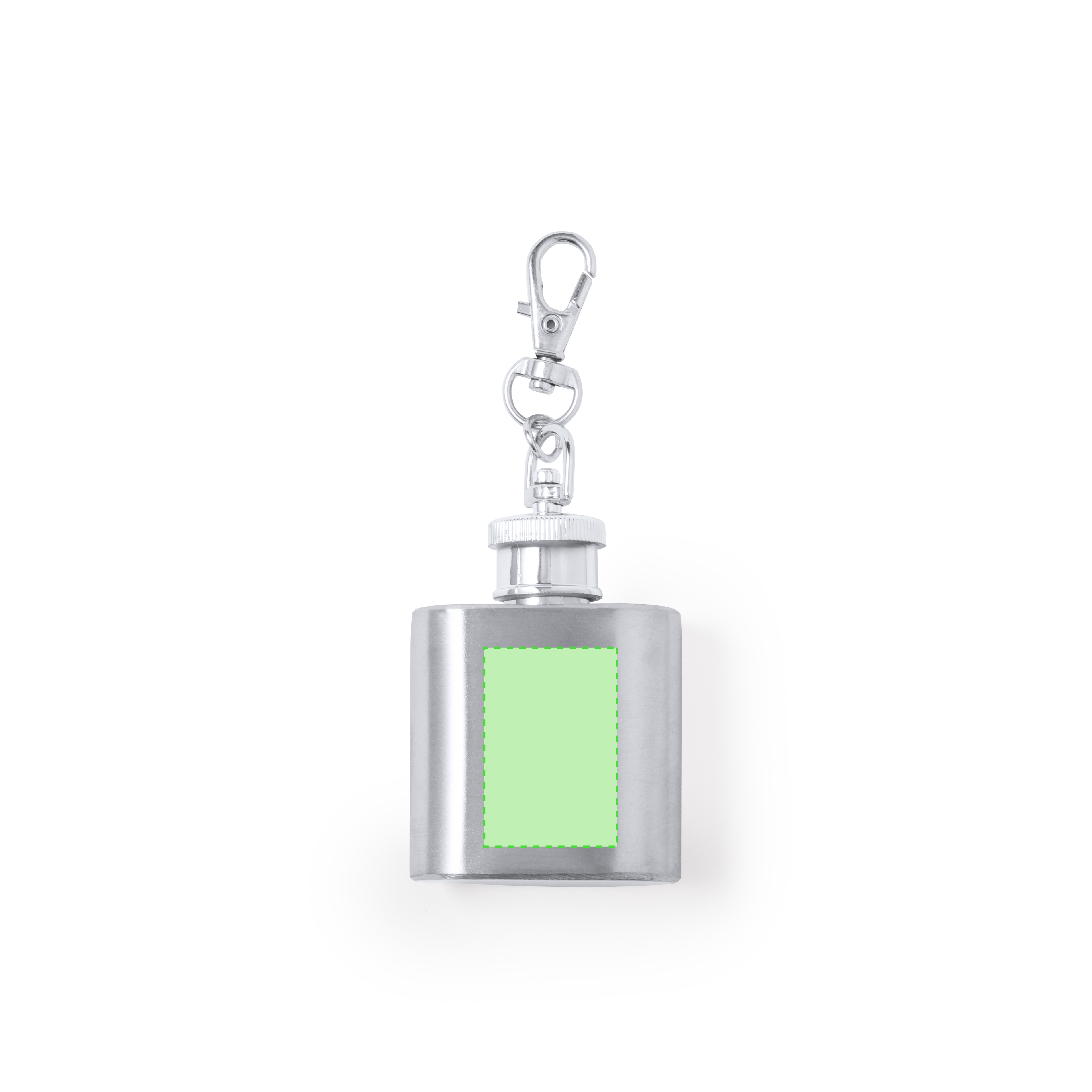 Llavero petaca de acero inoxidable 30 ml con mosquetón giratorio y tapón rosca