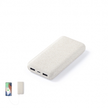 Powerbank de ultra alta capacidad de caña de trigo/ abs con 20000 mAh para múltiples cargas