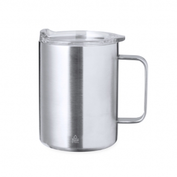 Taza de acero inoxidable con asa lateral 380 ml