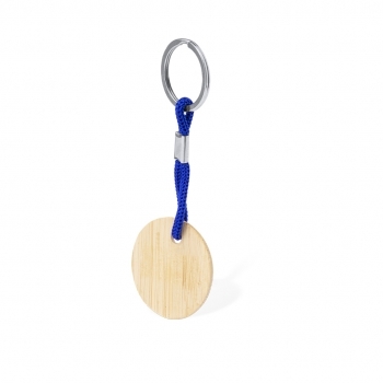 Llavero redondo de bambú con cordón en colores para marcaje láser 0,2 cm