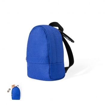 Monedero de poliéster 600D diseño mochila en miniatura con mosquetón