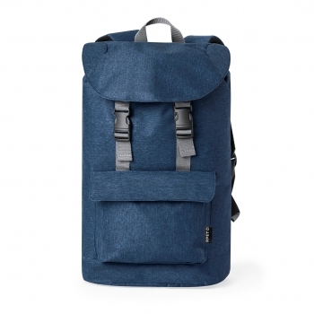 Mochila de RPET 600D con solapa doble cierre, bolsillo velcro, bolsa reciclada y varios colores