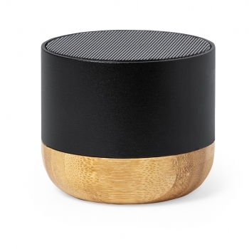 Altavoz Bluetooth eco de aluminio reciclado con base de bambú, 3W, logotipo aluminio reciclado