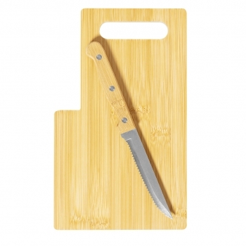 Tabla de cocina de bambú con cuchillo incluido