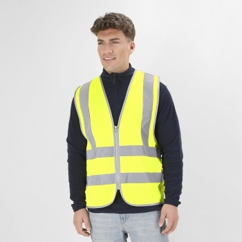 Chaleco reflectante Jestol adulto homologado CE — alta visibilidad, doble tira reflectante + tiras en hombros, cremallera, talla única adulto