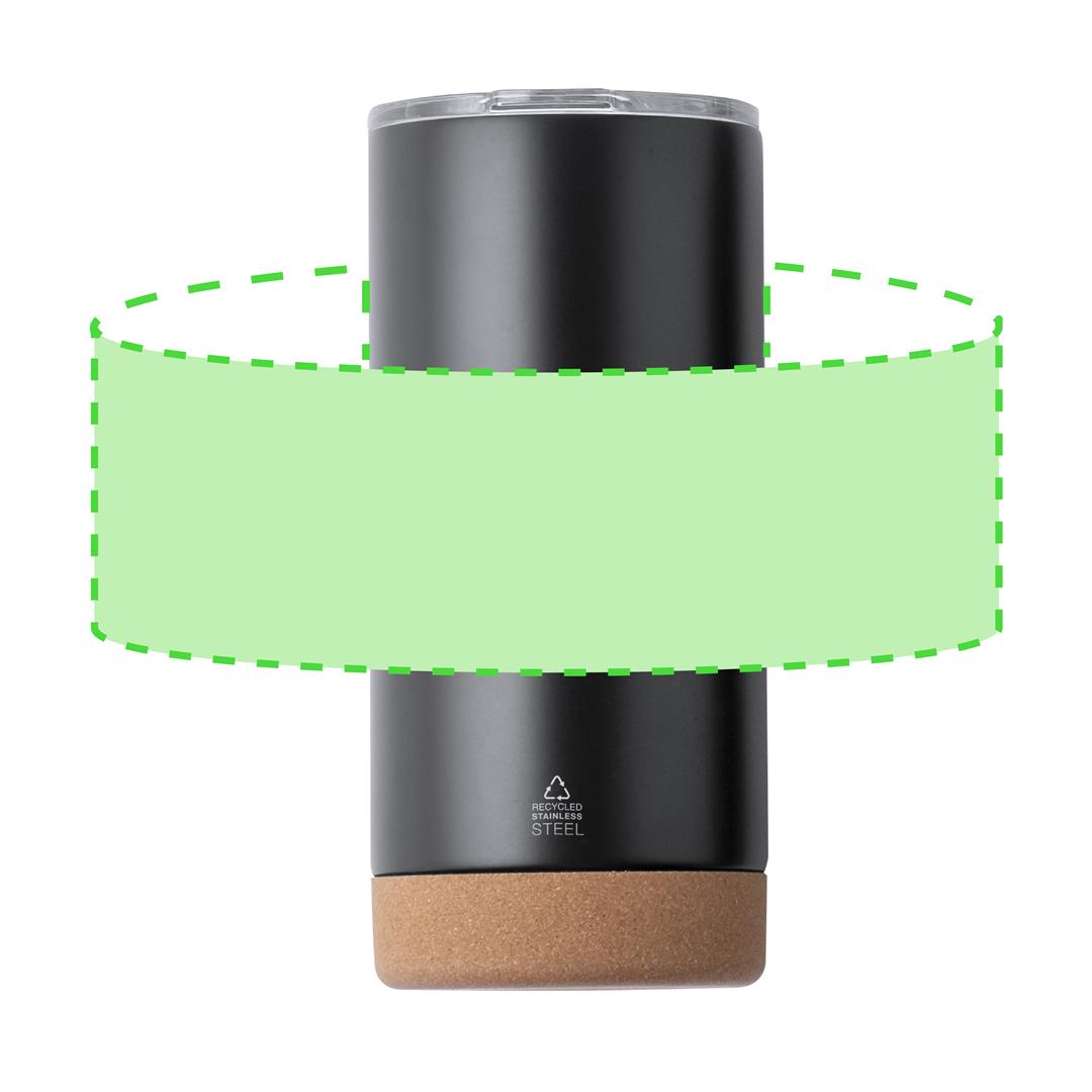 Set premium RPET vaso térmico acero inox reciclado 550 ml y paraguas antiviento