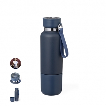 Bidón térmico explorador con vaso integrado y lanyard 500 ml