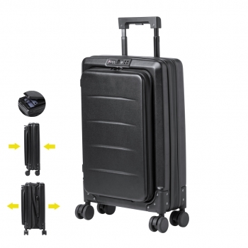 Trolley plegable de ABS rígido con cierre de seguridad TSA con 4 ruedas giratorias extensible con bolsillo para portátil