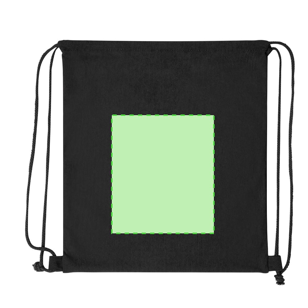 Mochila de cuerdas de pana de poliéster con acabado cosido, cuerdas a juego y refuerzos laterales