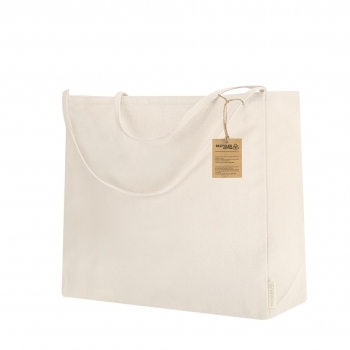 Bolsa de algodón reciclado 300 g/m² fuelle 18 cm resistencia 12 kg
