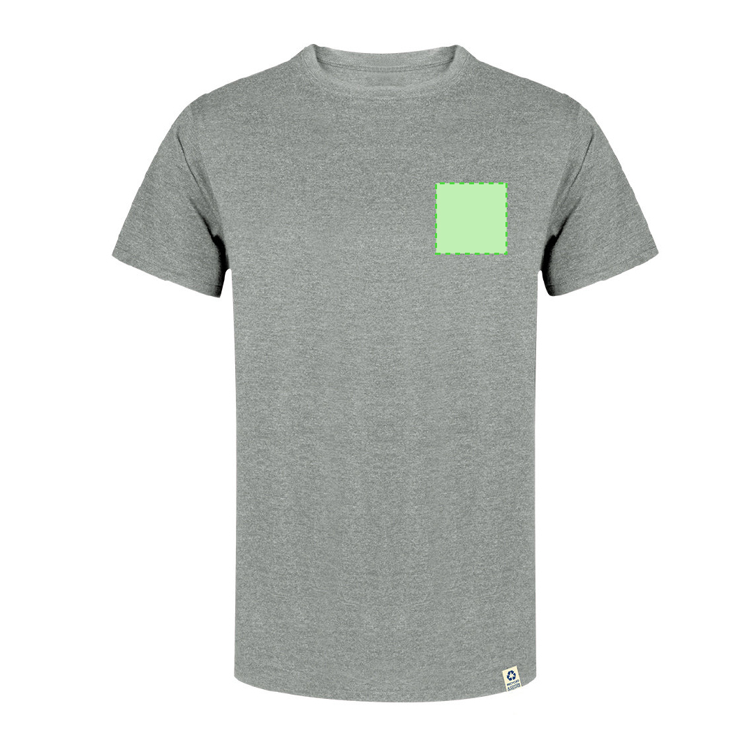 Camiseta Bandul adulto — 60% algodón reciclado / 40% poliéster RPET 150 g/m², Single Jersey con etiqueta de reciclado, tallas S-3XL