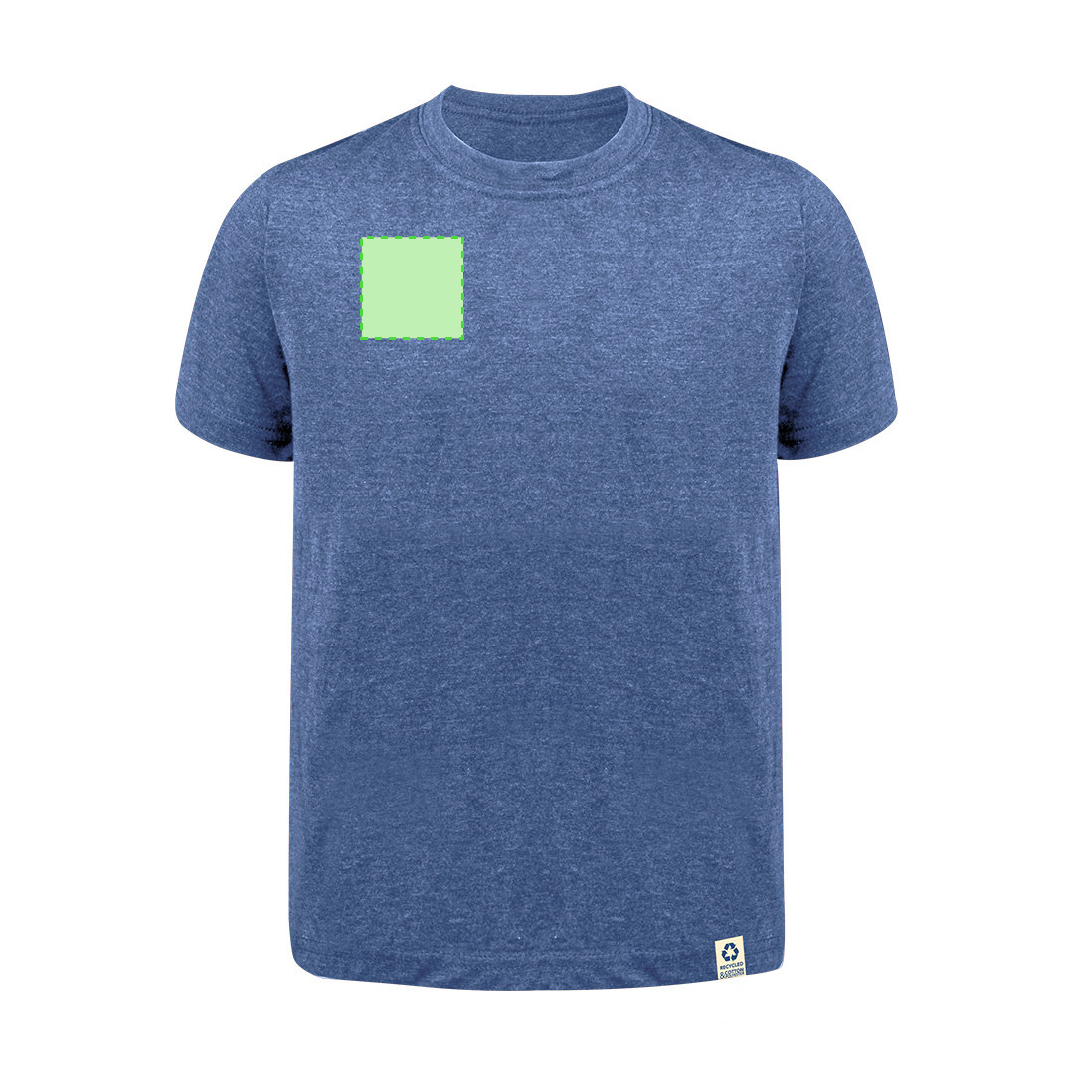 Camiseta Bandul niño — 60% algodón reciclado / 40% poliéster RPET 150 g/m², Single Jersey con etiqueta de reciclado, tallas infantiles