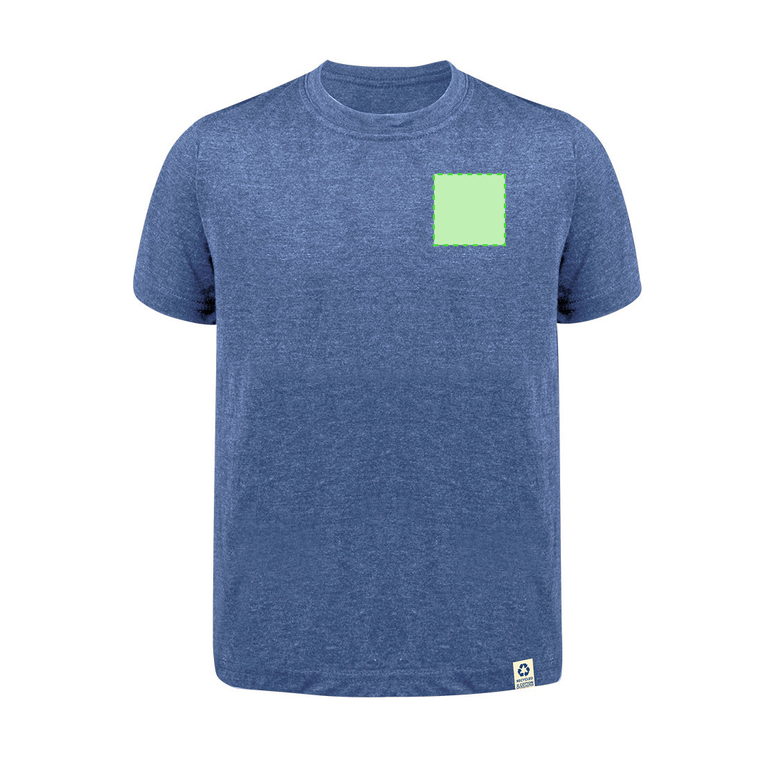 Camiseta Bandul niño — 60% algodón reciclado / 40% poliéster RPET 150 g/m², Single Jersey con etiqueta de reciclado, tallas infantiles