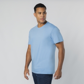 Camiseta Seiyo adulto en color — 100% algodón Ring Spun peinado 160 g/m², tejido tubular con cuello canalé 2x2 y doble costura