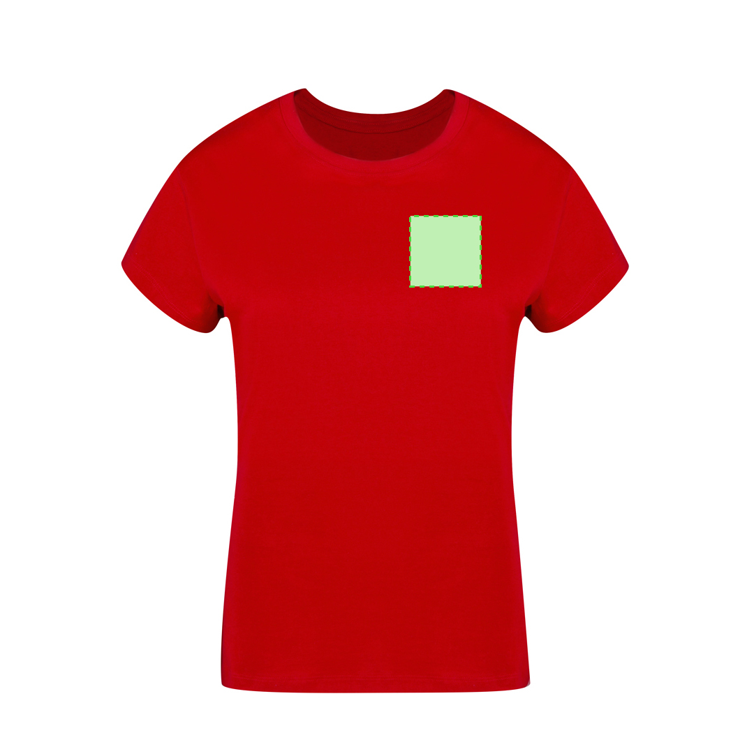Camiseta Seiyo de mujer en color — 100% algodón Ring Spun peinado 160 g/m², corte moderno con cosido lateral y cuello canalé 2x2