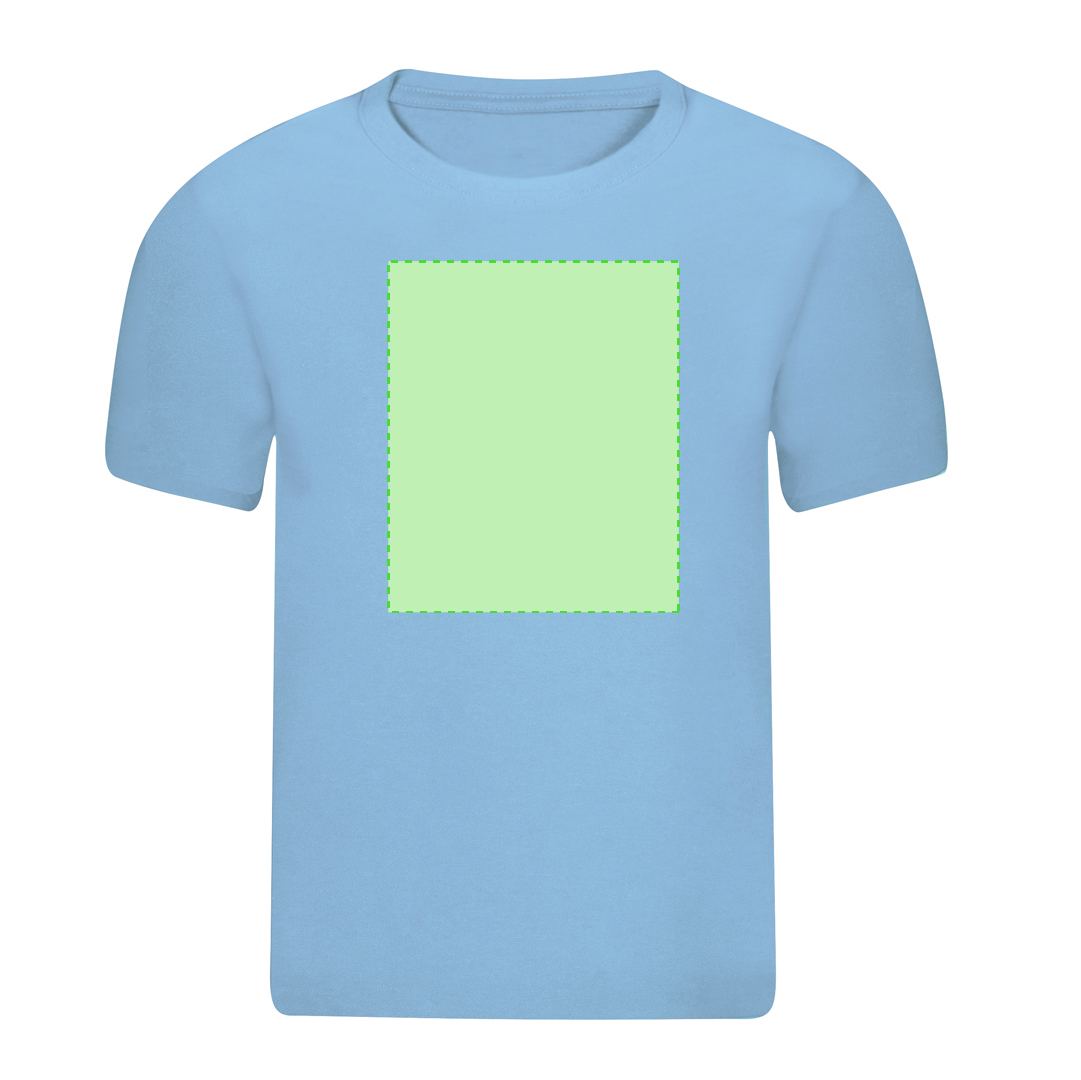 Camiseta Seiyo infantil en color — 100% algodón Ring Spun peinado 160 g/m², tejido tubular con cuello canalé 2x2 y doble costura