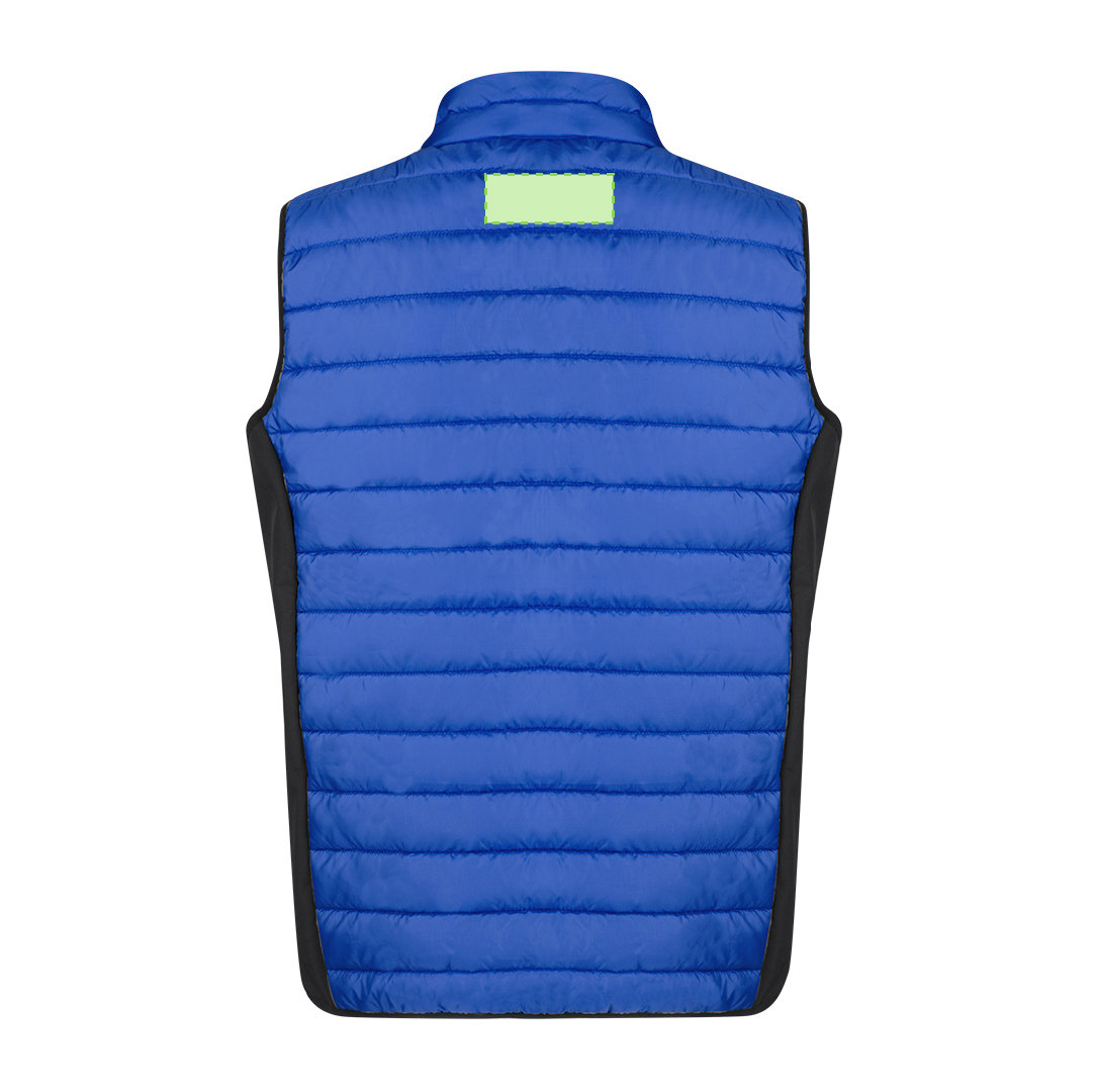 Chaleco Toret adulto — combinación soft shell / poliéster acolchado resistente al agua, detalles y laterales en negro, bolsillos cremallera