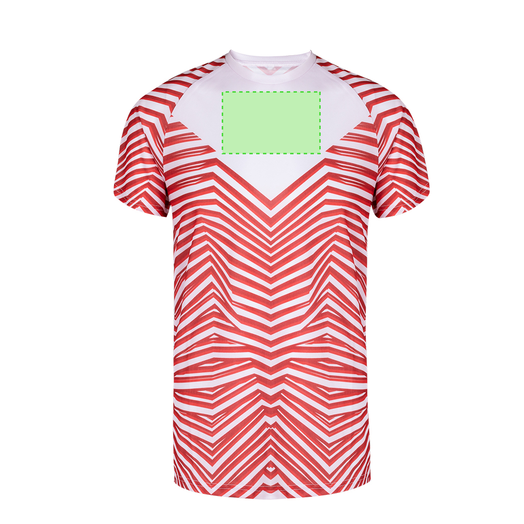 Camiseta técnica Tecnic Tingyi adulto — poliéster transpirable 135 g/m² con estampado a rayas y zona lisa en pecho para personalización