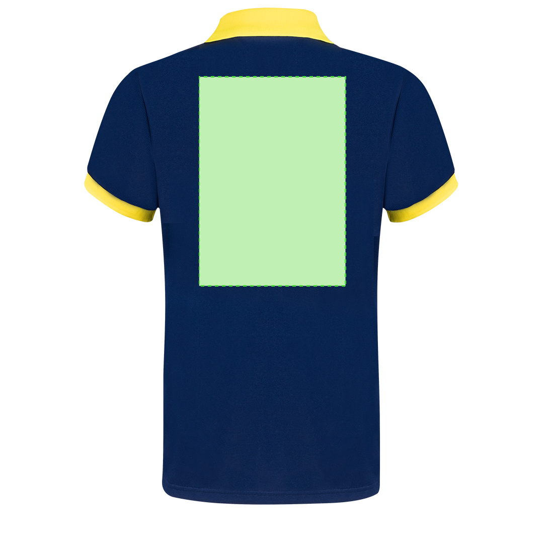 Polo técnico Tecnic Rebon adulto — poliéster piqué 180 g/m² con diseño bicolor, detalles de contraste en cuello y mangas a juego, 3 botones