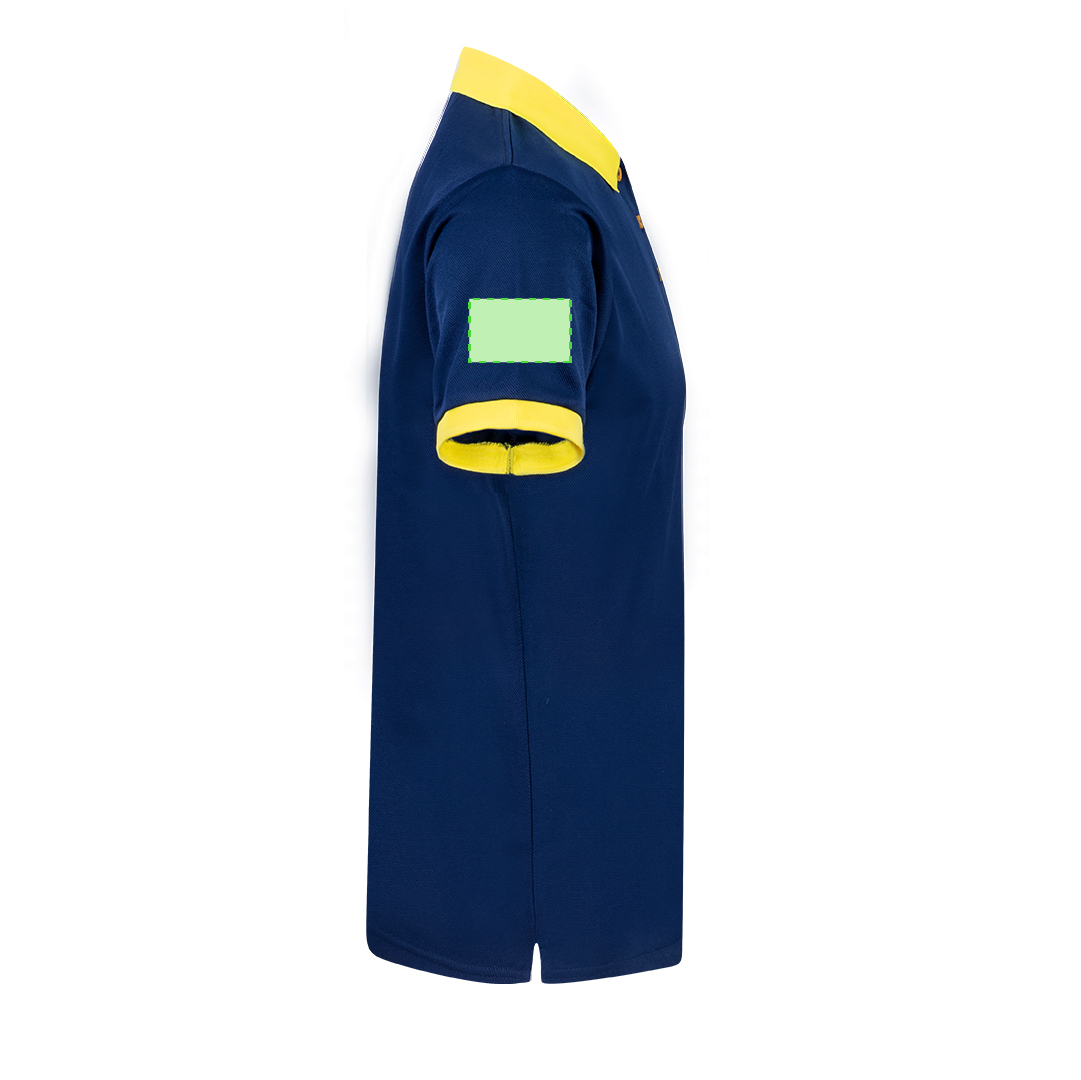 Polo técnico Tecnic Rebon adulto — poliéster piqué 180 g/m² con diseño bicolor, detalles de contraste en cuello y mangas a juego, 3 botones