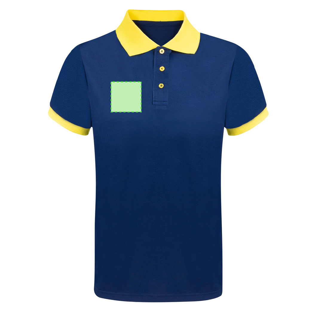 Polo técnico Tecnic Rebon adulto — poliéster piqué 180 g/m² con diseño bicolor, detalles de contraste en cuello y mangas a juego, 3 botones