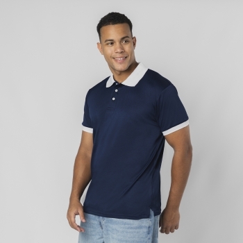Polo técnico Tecnic Rebon adulto — poliéster piqué 180 g/m² con diseño bicolor, detalles de contraste en cuello y mangas a juego, 3 botones