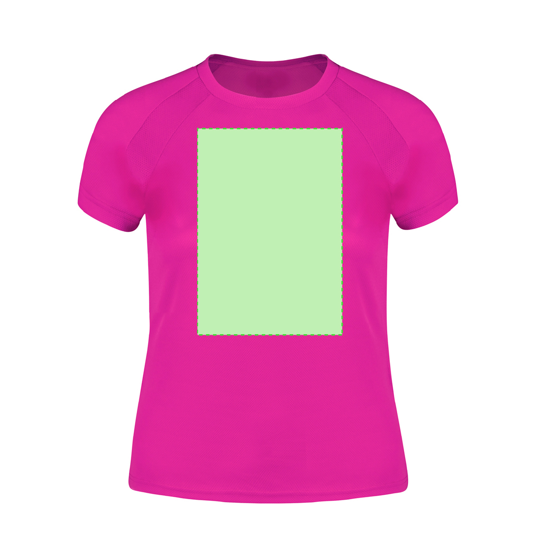 Camiseta técnica Tecnic Sappor mujer — poliéster transpirable 135 g/m² con manga ranglán y bandas microperforadas frontal y lateral