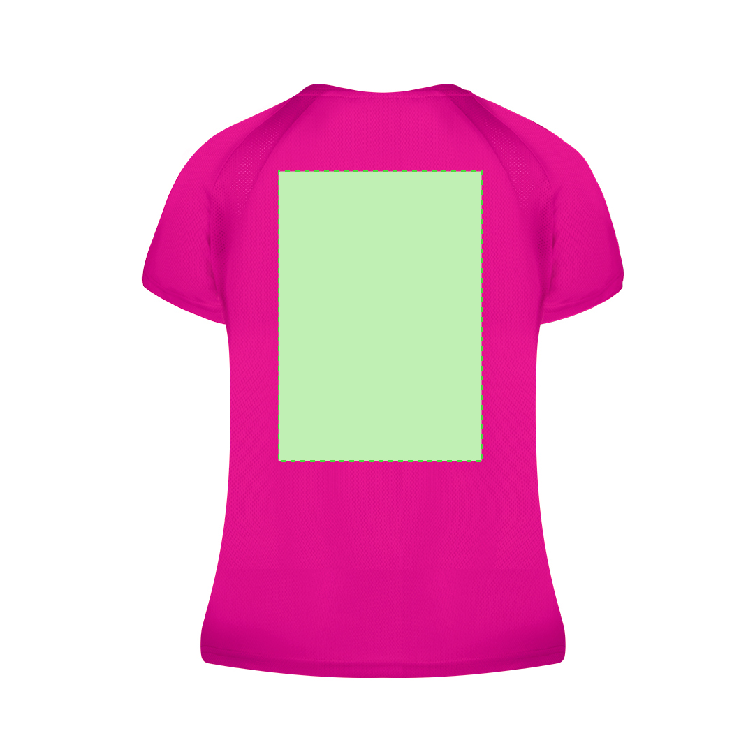 Camiseta técnica Tecnic Sappor mujer — poliéster transpirable 135 g/m² con manga ranglán y bandas microperforadas frontal y lateral